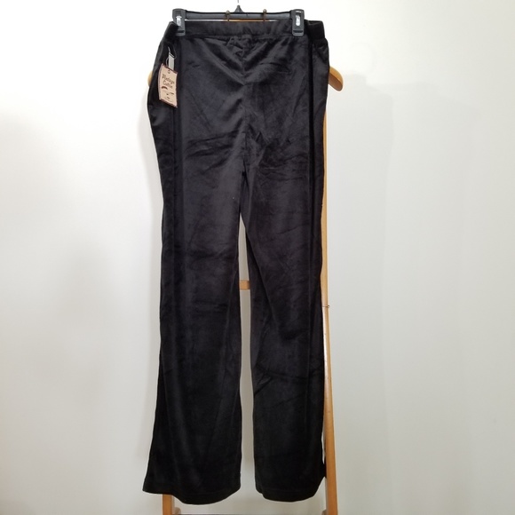Vintage Cotton Sweatpants Extra Large 16 Black Velvet Elastic Winter Pants - Picture 3 of 8
